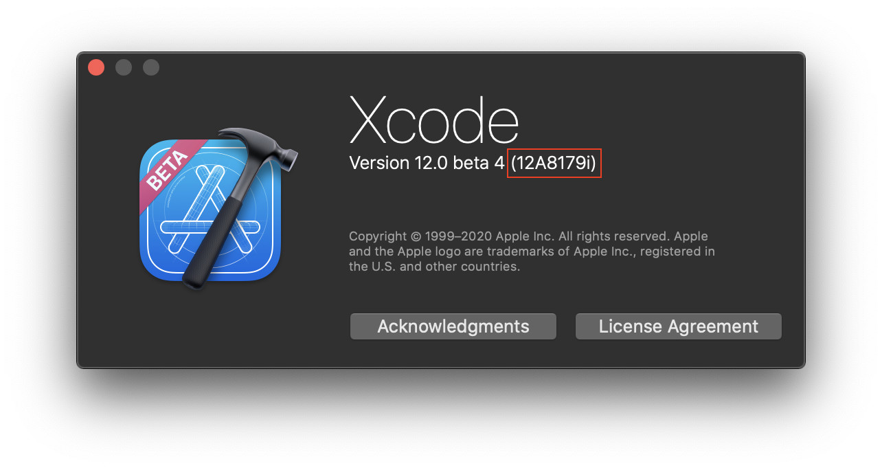 Xcode's about screen