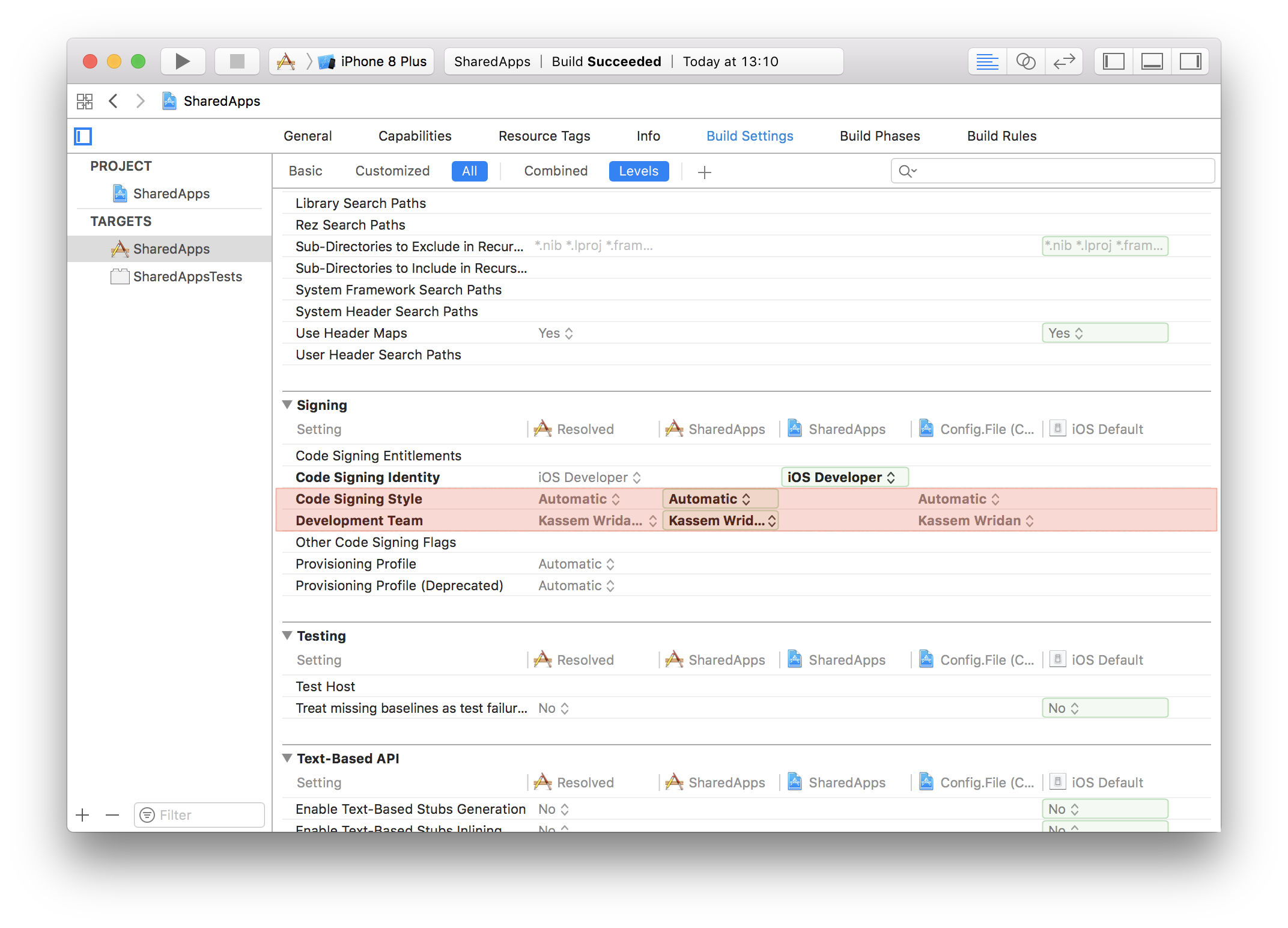 Removing project and target setting overrides