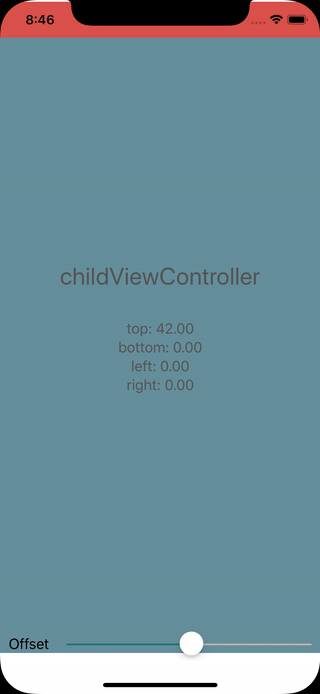 Smaller safe area test view within a child view controller