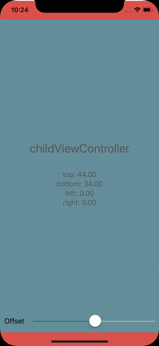 Safe area test view within a child view controller
