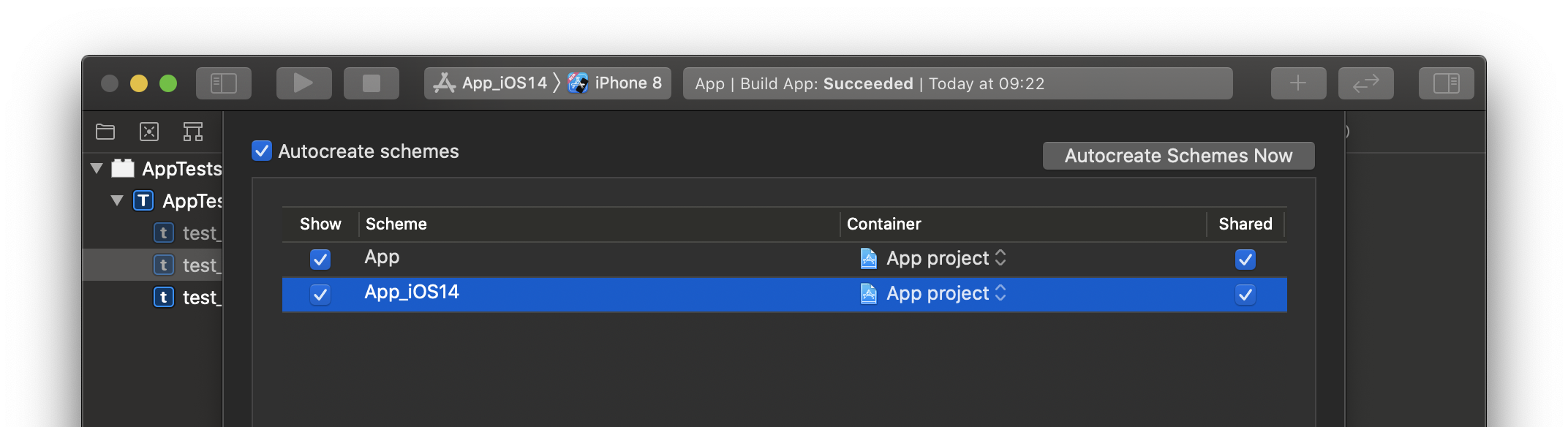 Dedicated scheme for Xcode beta