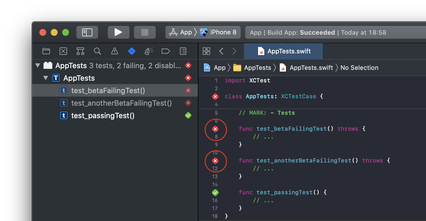Running disabled tests in Xcode